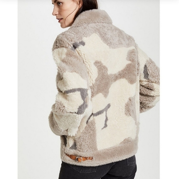 RAG & BONE JAKE LAMB SHEARLING CAMOUFLAGE JACKET - Picture 3 of 9